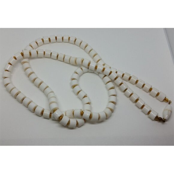 VINTAGE crown Trifari puka style beaded long necklace dressy glam retro. - Picture 2 of 4